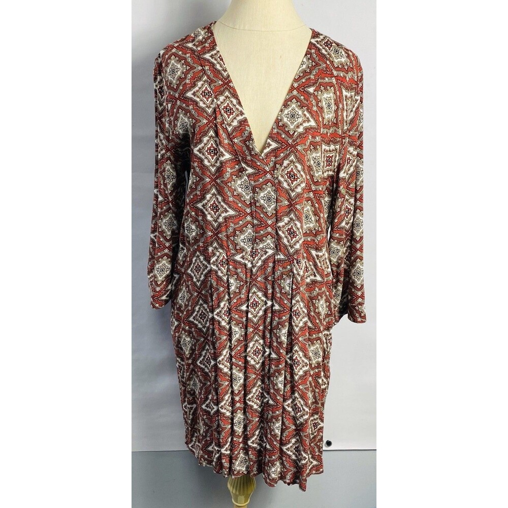 H&M brown paisley floral color peasant Plaid  dress size 6